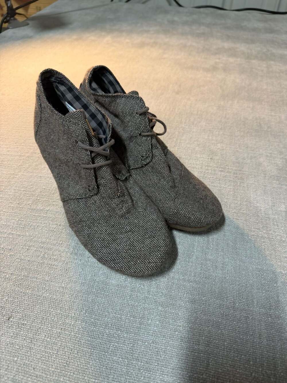 TOMS Herringbone Desert Wedge Lace-Up Ankle Booties